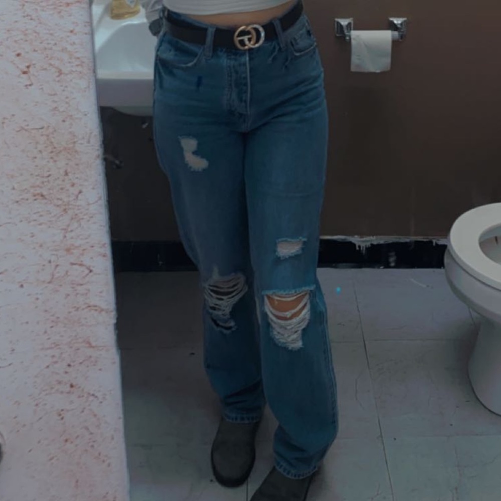 Kancan high waisted straight leg jeans.